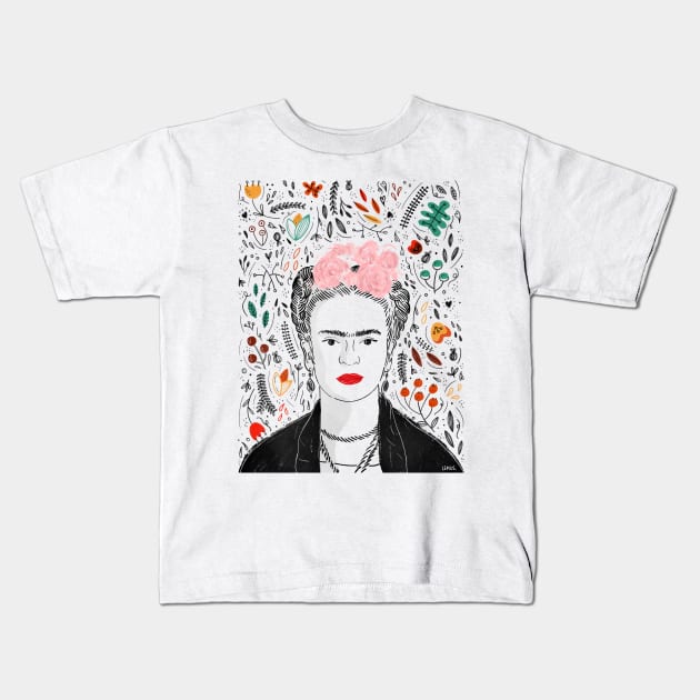 Frida Kahlo Kids T-Shirt by christinelemus